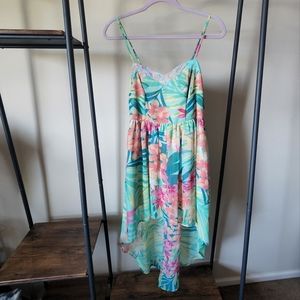 Tropical flora high-low dress